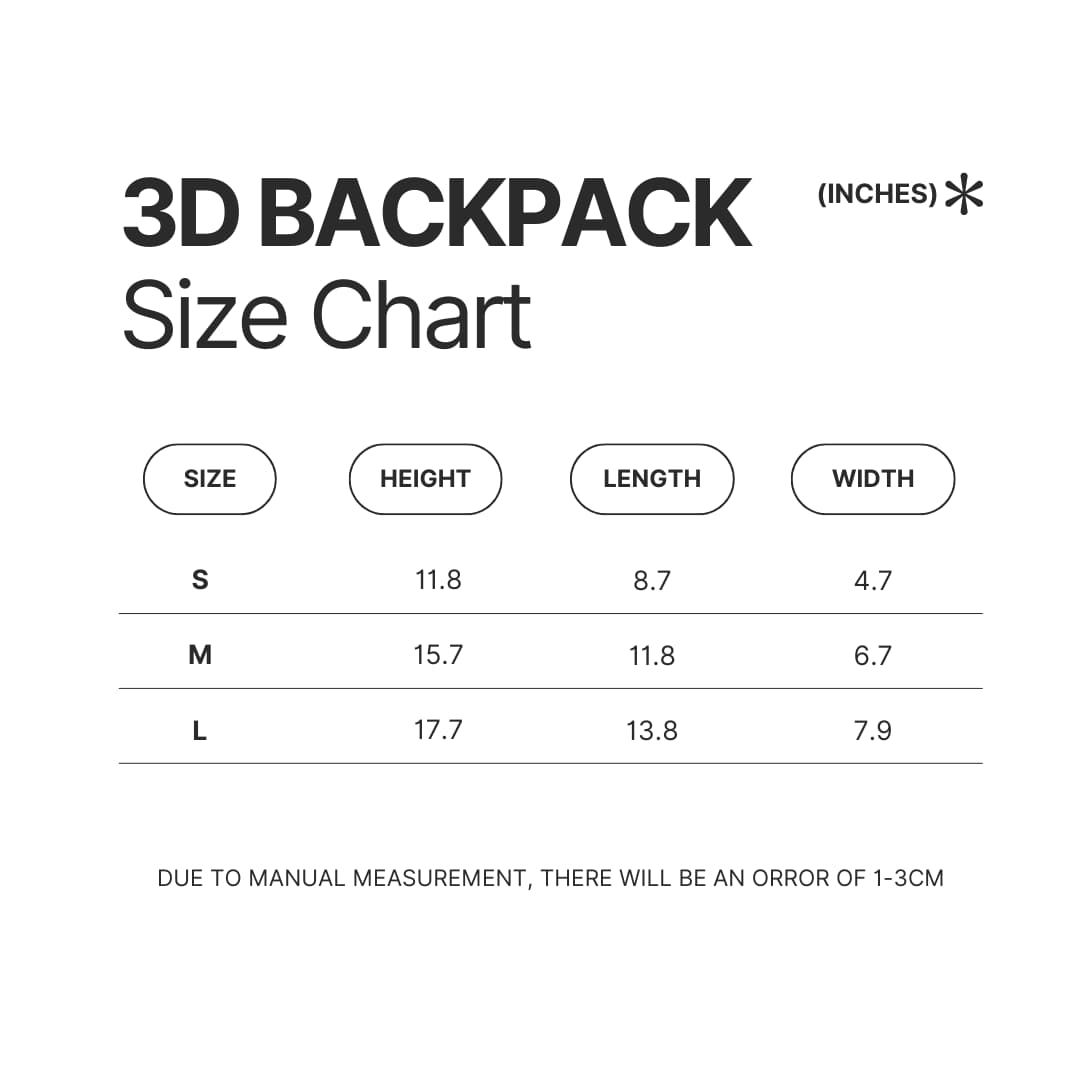 3D Backpack Size Chart - Omori Gifts