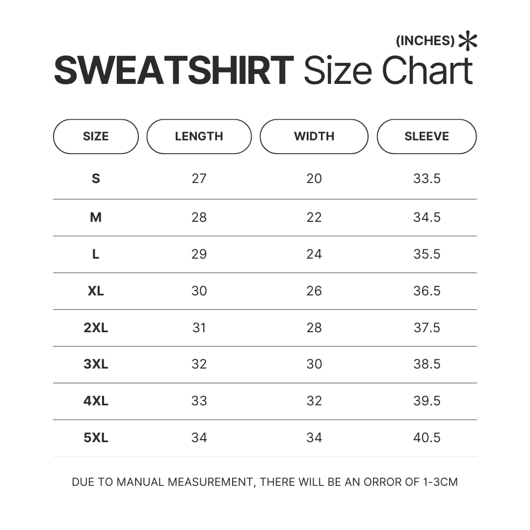 Sweatshirt Size Chart - Omori Gifts
