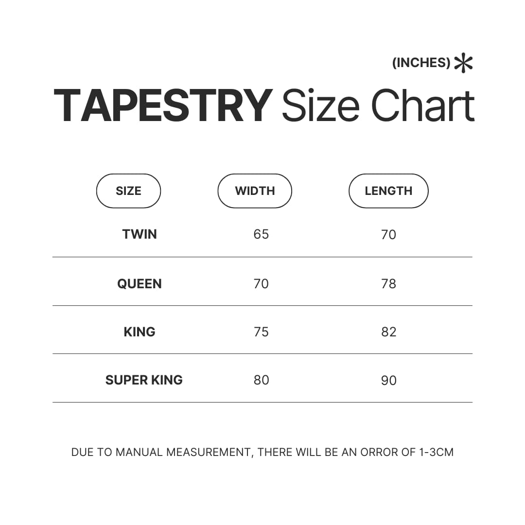 Tapestry Size Chart - Omori Gifts